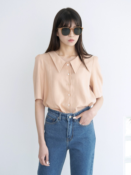 21 Summer_ Sand Beige  Linen Blouse 