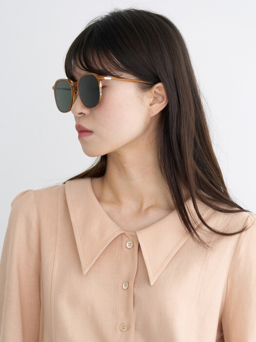 21 Summer_ Sand Beige  Linen Blouse 