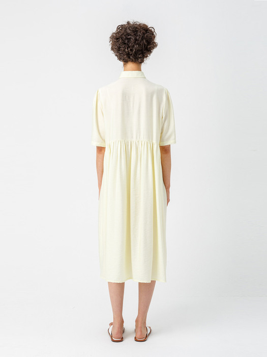 Volume  shirt dress_L/YELLOW