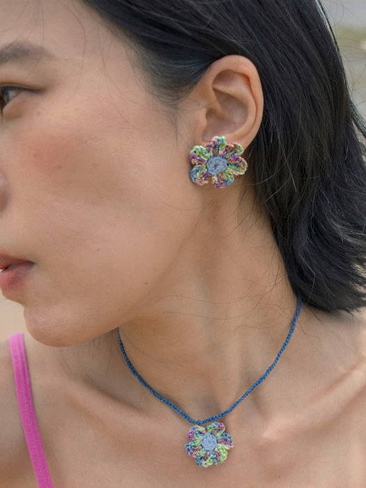 Beach flower earring (Blue)