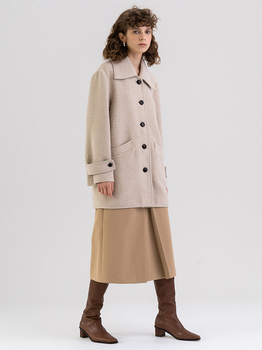 FW21 Woolly Half Coat Sand-beige