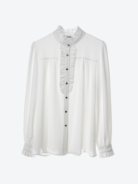 Victorian Ruffled-Placket Blouse[White(WOMAN)]_UTS-FS05