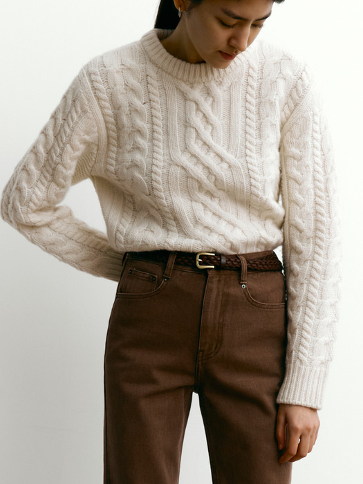 Cashmere cable low-guage knit [IVORY]