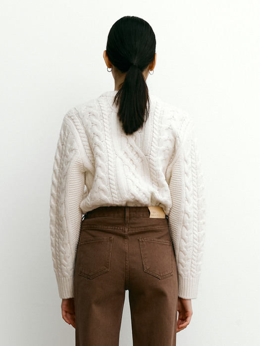 Cashmere cable low-guage knit [IVORY]