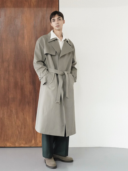 BUTTONLESS FLAP TRENCH COAT[F/W]_BEIGE