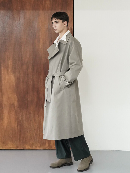 BUTTONLESS FLAP TRENCH COAT[F/W]_BEIGE