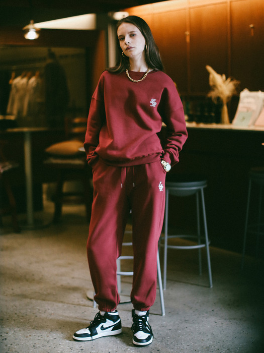 LOSSY SMALL LOGO SWEAT PANTS WINE