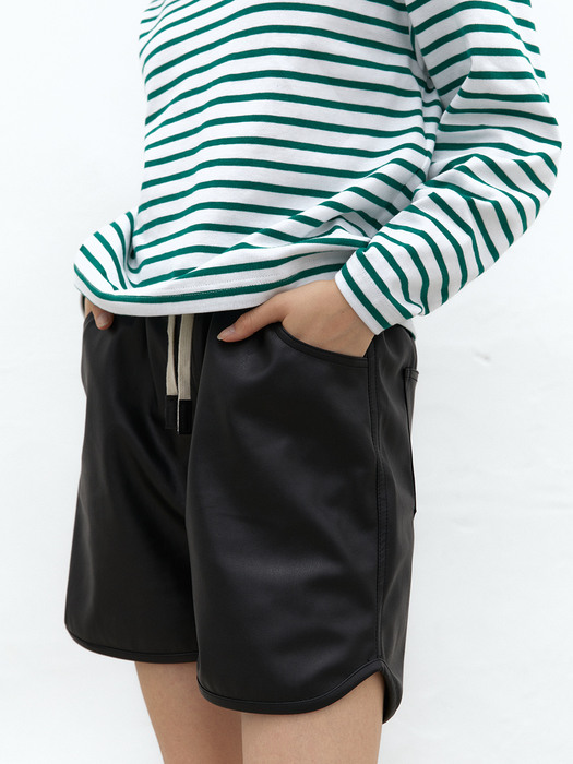  String Leather Shorts Black