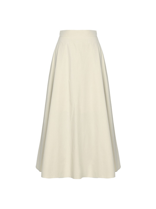 Basic flare long skirt - beige