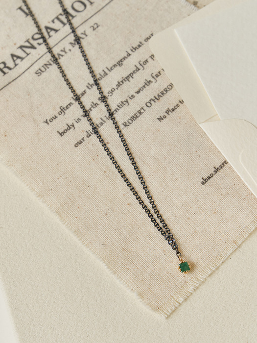 14k Green Onyx Black Chain Necklace