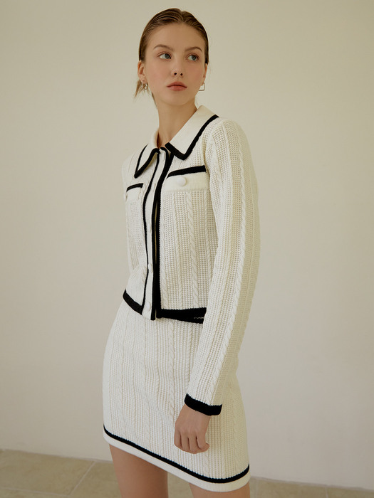 Tweed pocket knit cardigan (ivory)