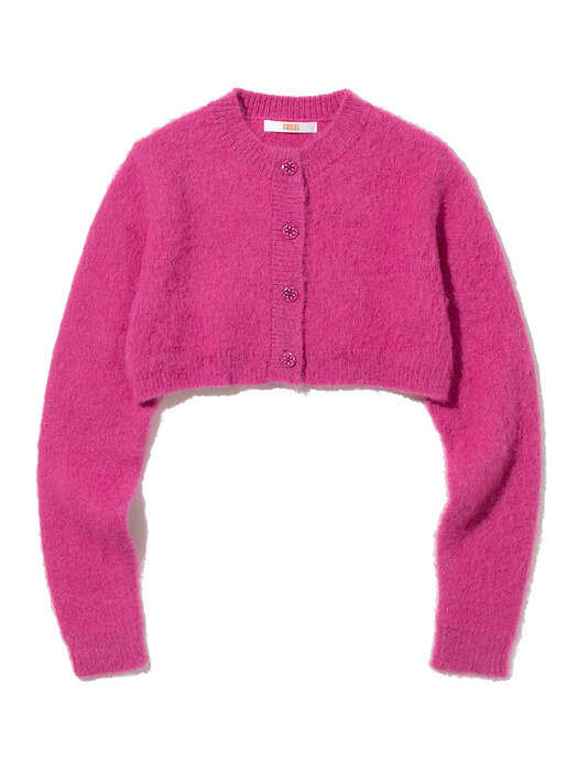 Mohair Fuzzy Cropped Cardigan [TURE PINK]