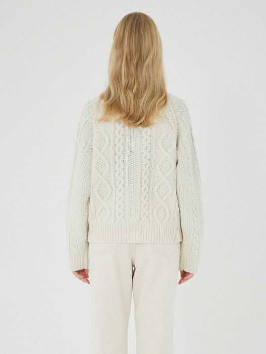 MARITHE W CABLE CARDIGAN oatmeal