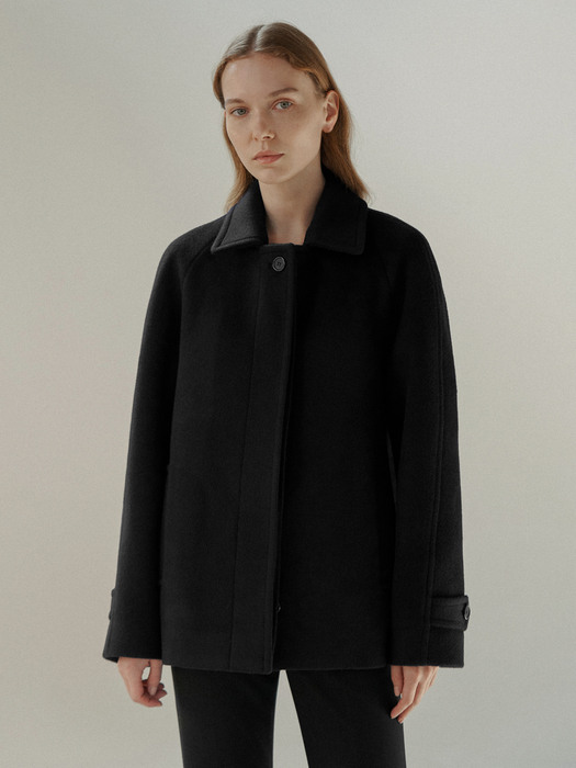 Raglan Sleeve Half Coat (Black)