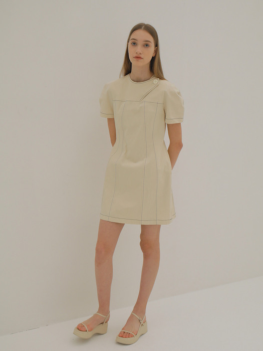 STITCH MINI DRESS / IVORY