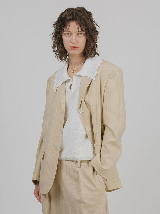 Agreste Oversized 3BTN Blazer - Wool Pin Stripe