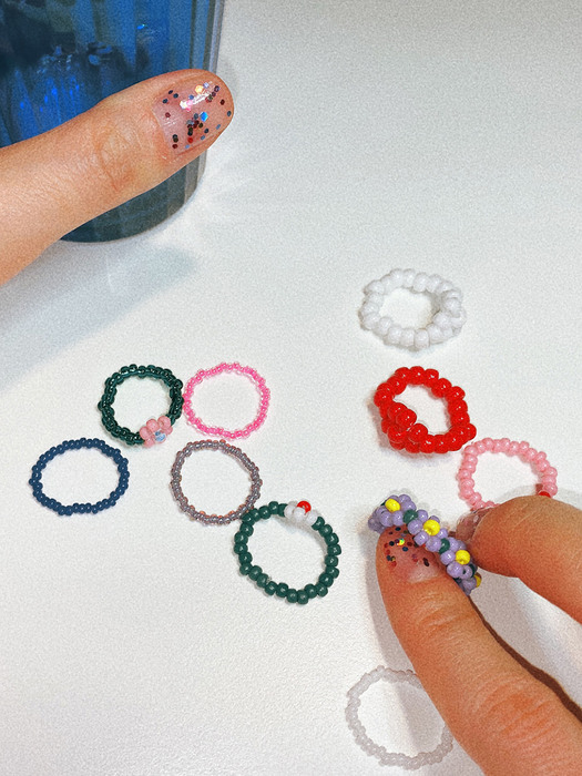 Blue Fine Color Beads Ring 비즈반지