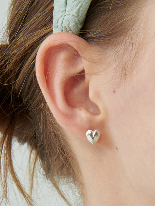 TLH032 [Silver925] Dot mini heart earrings