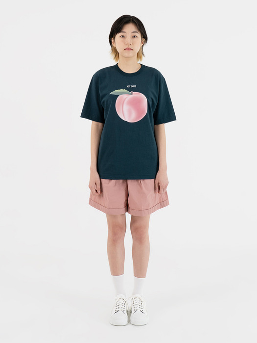 Peach organic cotton t-shirt / teal green