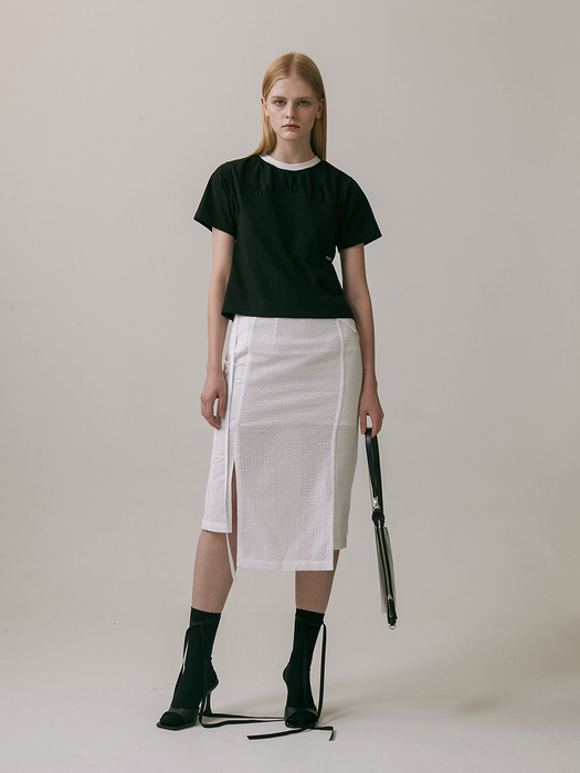 22SS_Patch-work Skirt (White)