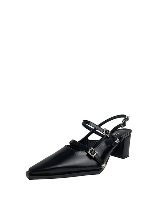 Mood still stone three strap slingback black