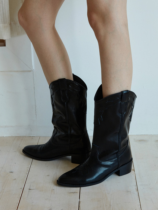 KNOX Western mid boots - 8color 4.5cm 웨스턴 미디 부츠