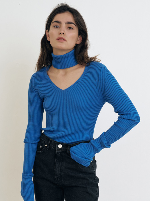 Cotton Slim Knit, Blue