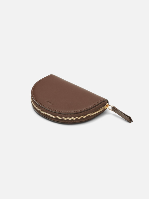 Half moon card zip wallet Cinnamon brown