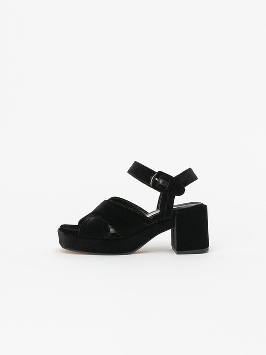 Klavier Platform Sandals in Black Velvet