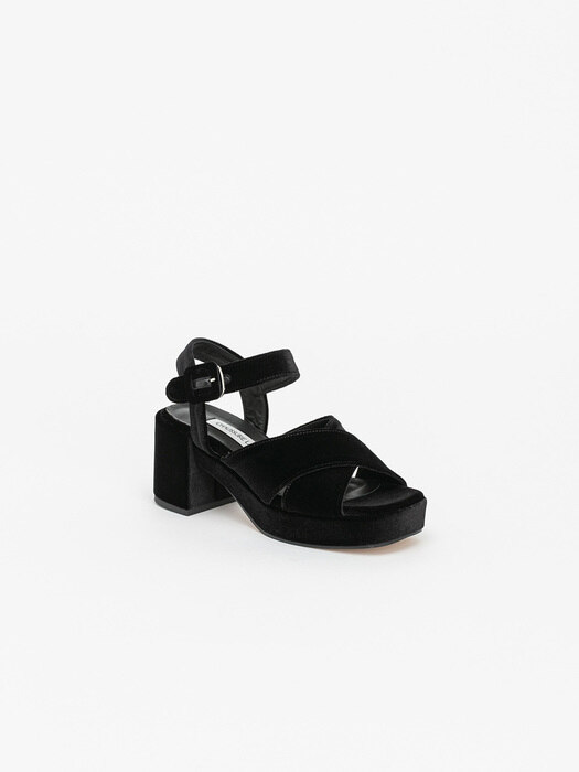 Klavier Platform Sandals in Black Velvet