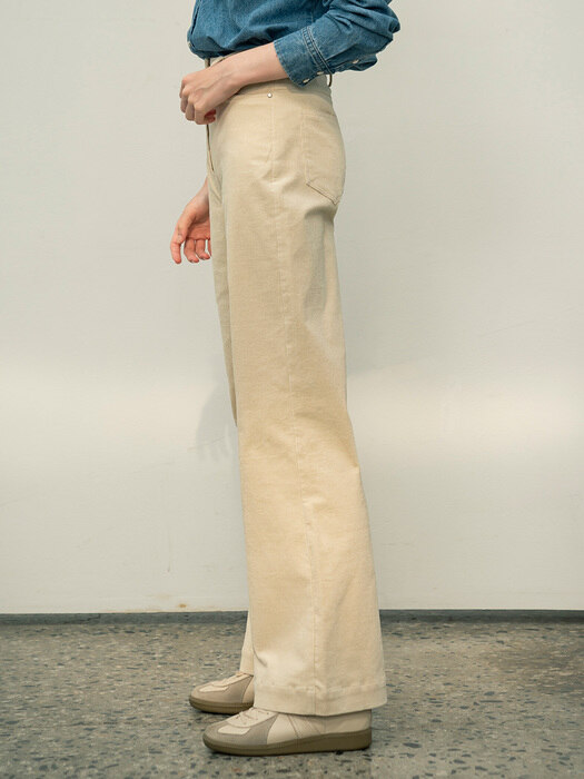 SIPT7056  high waist corduroy pants_Cream