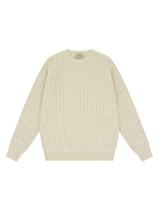 Cable crewneck sweater (Ecru)
