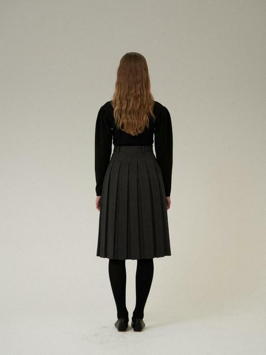 Berlin Pleated Wool-Skirt [Gray]