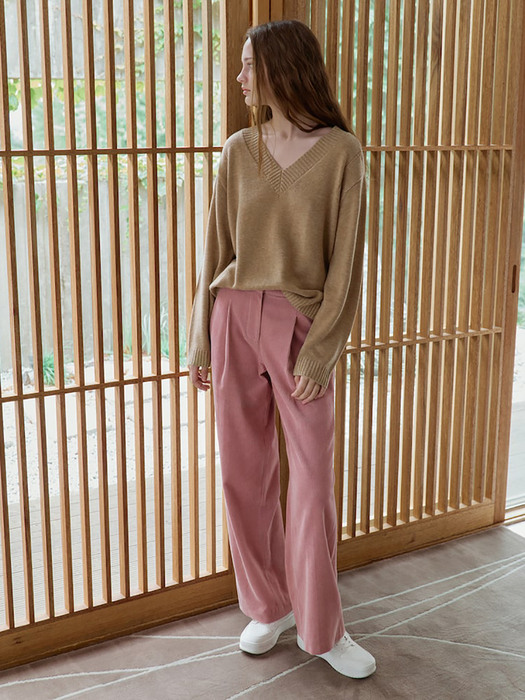 Wide Fit Corduroy Pants  Dusty Pink (WE2X21T70X)