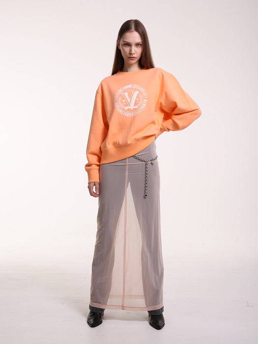 Over-fit sweat shirts in orenge
