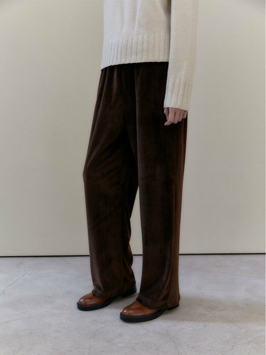 Velvet Stripe Banding Pants (Brown)