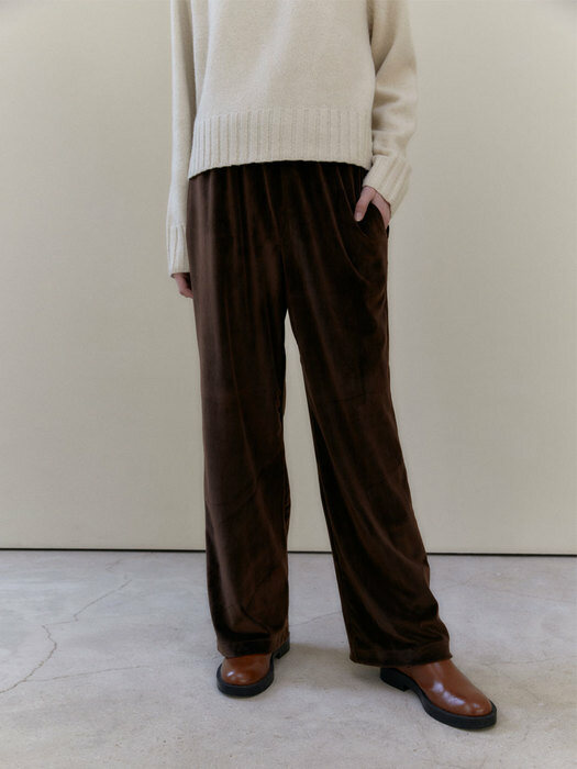 Velvet Stripe Banding Pants (Brown)