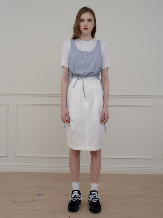 Pintuck volume Skirt(White)