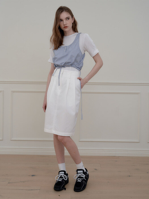 Pintuck volume Skirt(White)