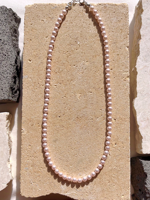 Classic Pink Pearl Necklace 4mm Silver925 클래식 핑크 진주 실버 목걸이 4mm