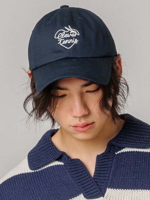 Heart Clever Embroidered Ball Cap_Navy
