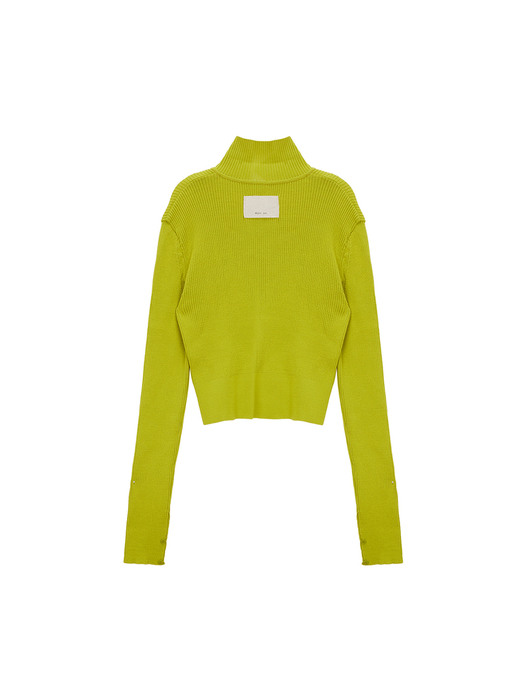 AIRY BUTTON COLLAR CARDIGAN IN LIME