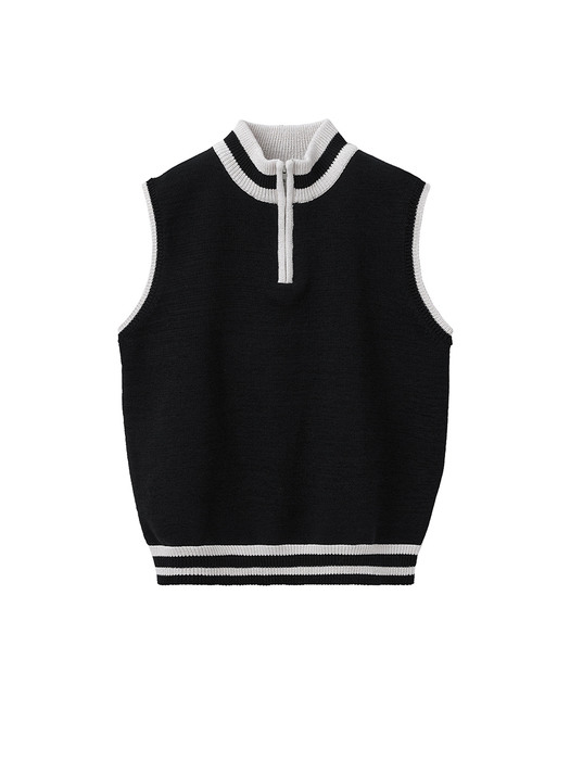 UNISEX, Sporty Zip Up Knit Vest / Black