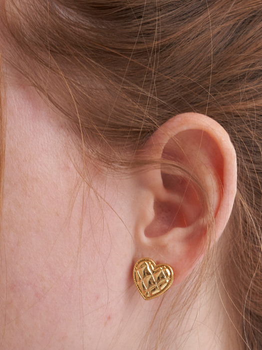 Grid heart earring 2컬러