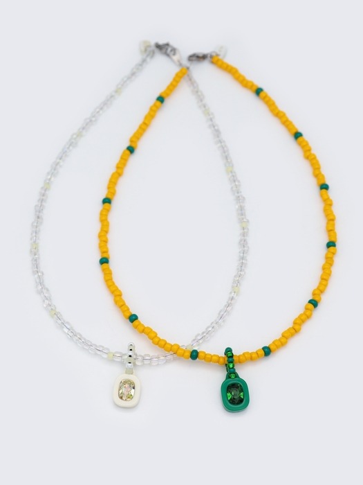 Swarovski square stone color beads Necklace 스와로브스키 스퀘어 스톤 팬던트 컬러 비즈 목걸이