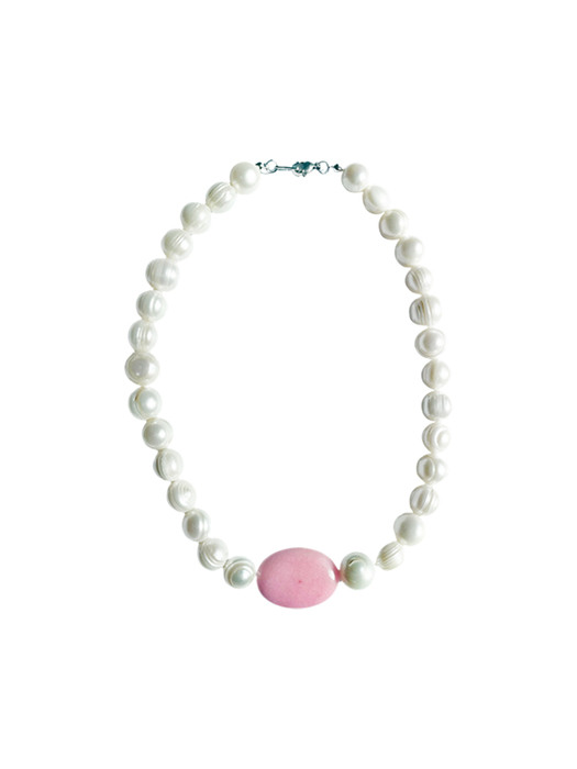 Pink Pink Jamstone & Pearl Necklace