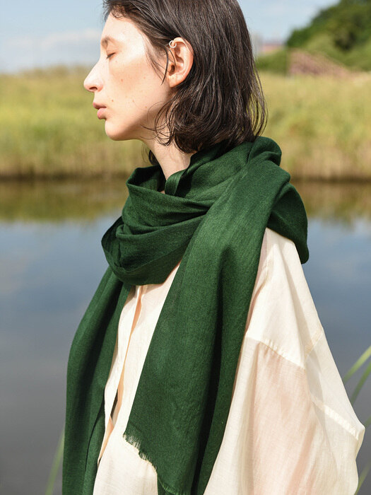 Cashmere pashmina muffler_Forest green