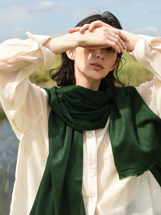 Cashmere pashmina muffler_Forest green