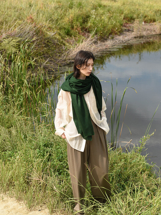 Cashmere pashmina muffler_Forest green