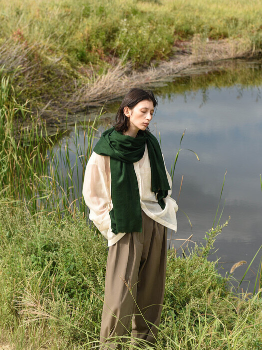 Cashmere pashmina muffler_Forest green